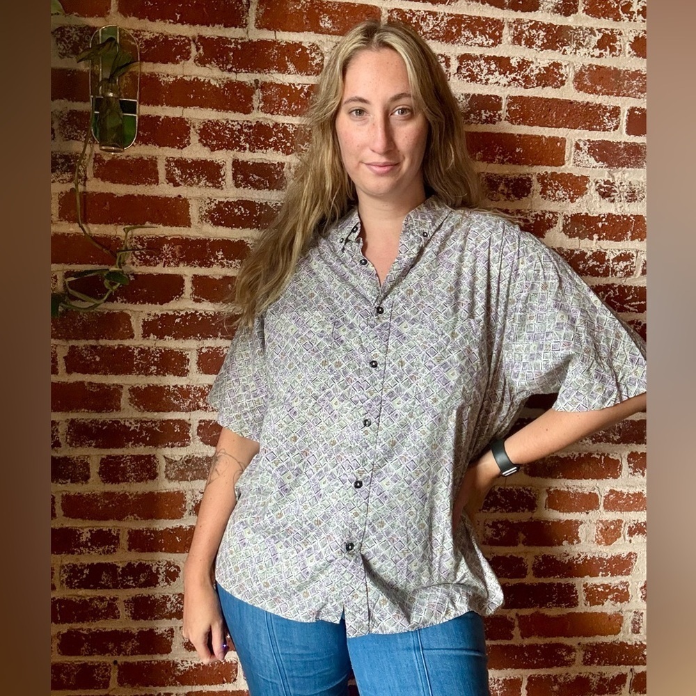Y2K Claiborne men’s multi color retro casual button down